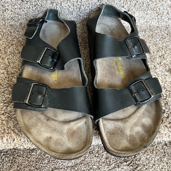 Birkenstock Milano Men’s Dark Grey 2-Strap Backstrap Leather Sandals main image 6